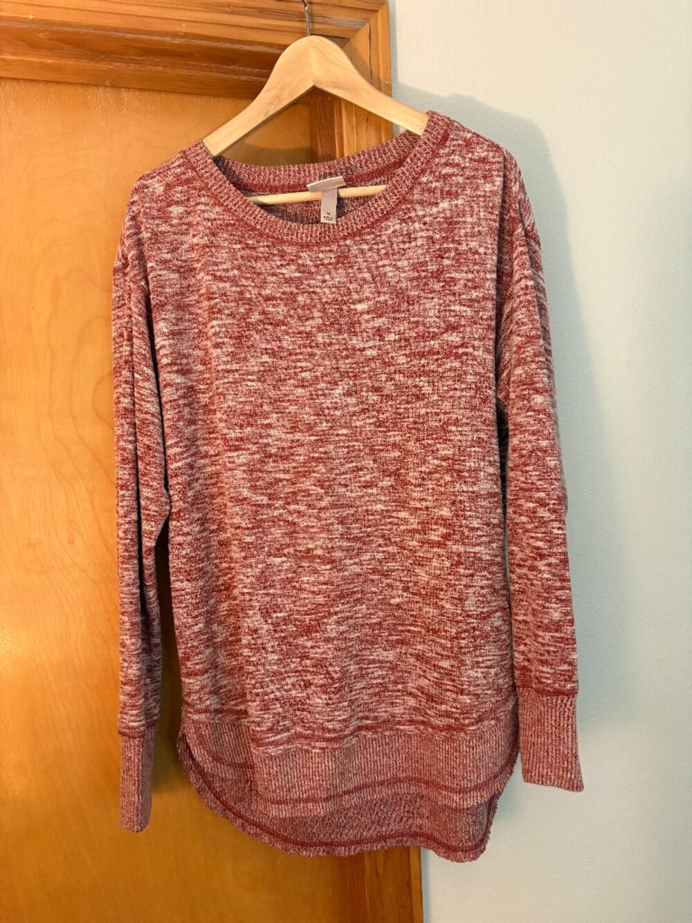Knox Rose womens lightweight sweater overshirt burgundy heather size M